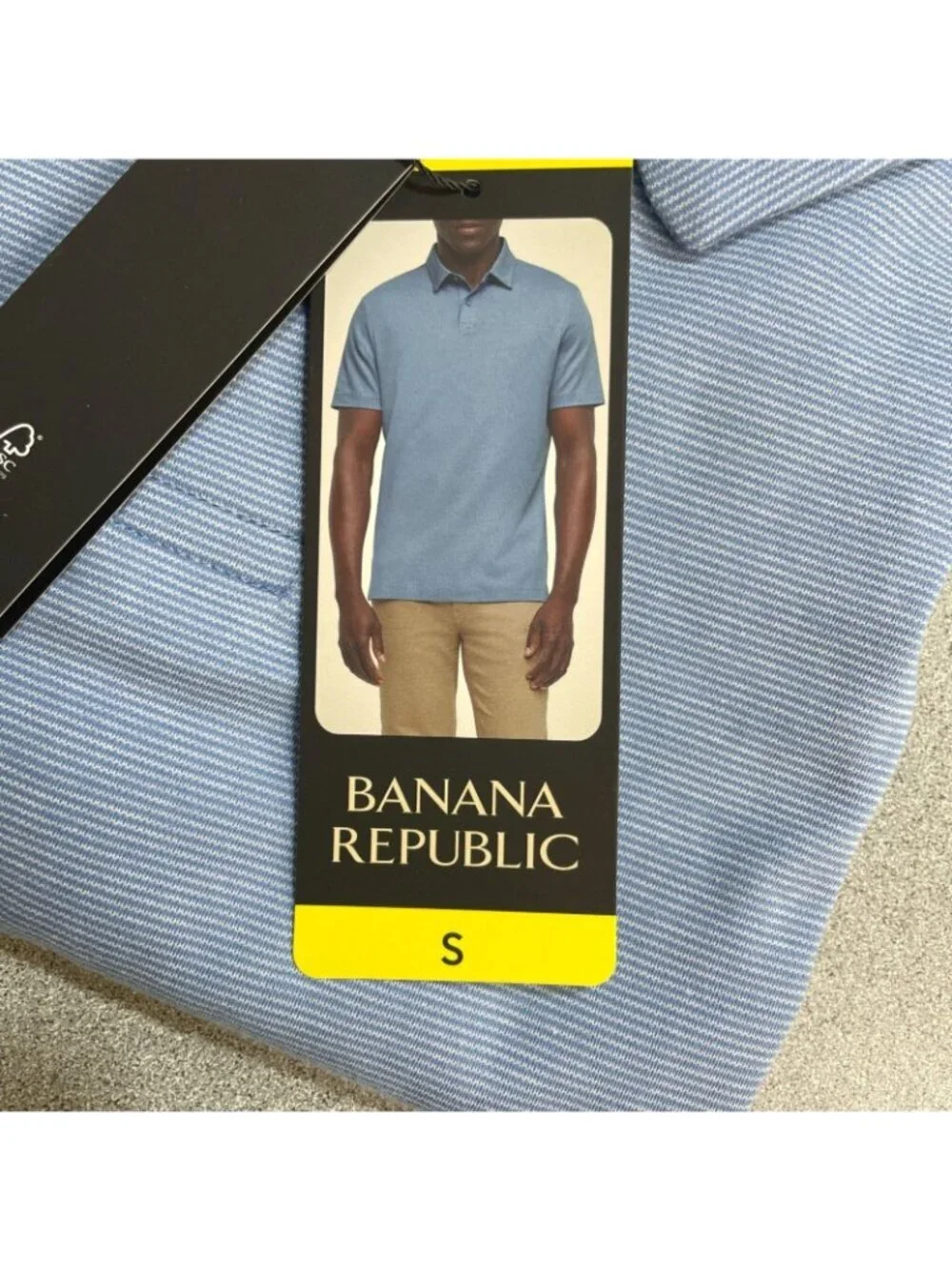 NWT Banana Republic Men's S Blue Striped Polo Shirt Cotton Short Sleeve